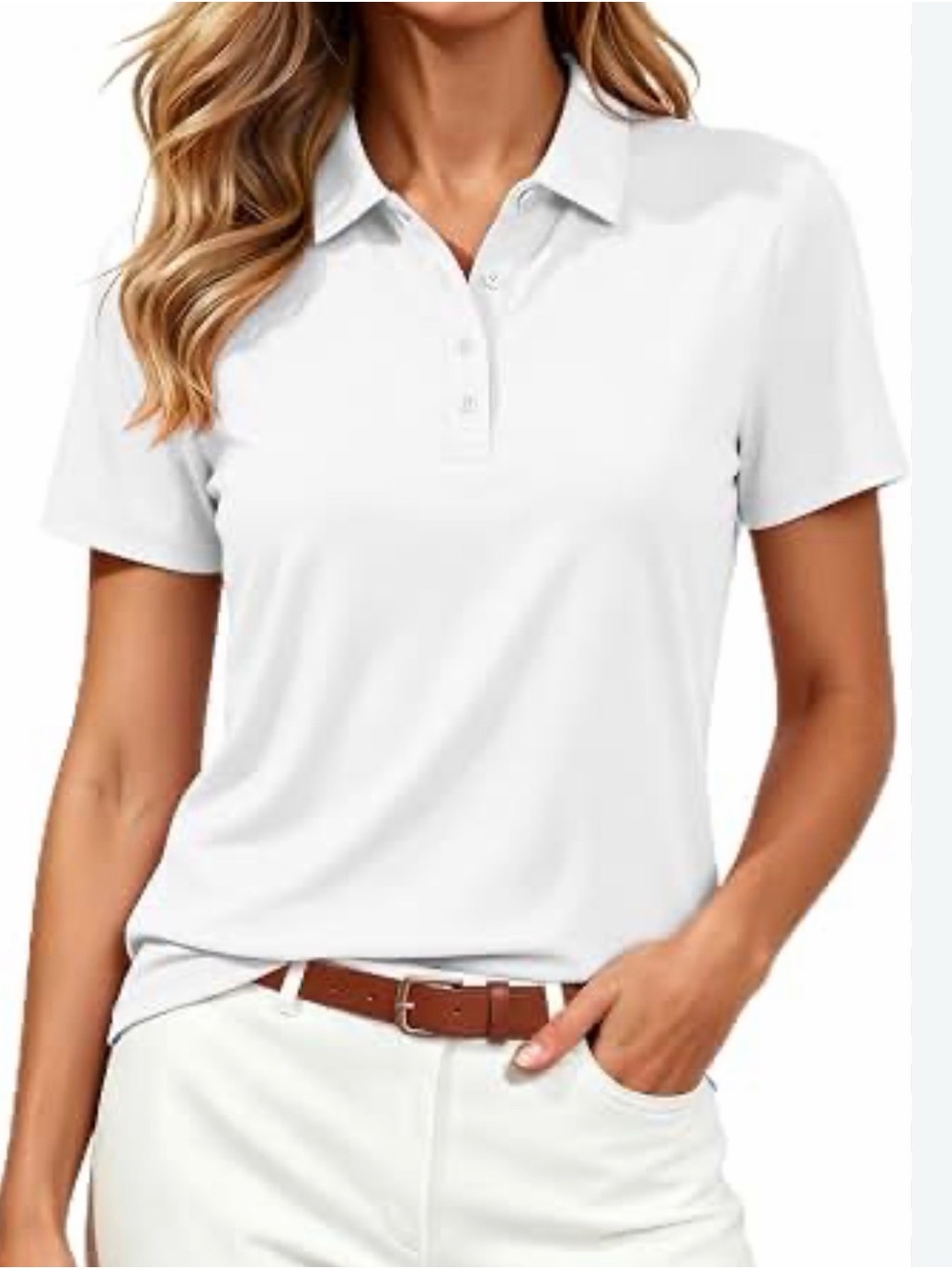 Nike White Women's Polo Dry-Fit Performance Top